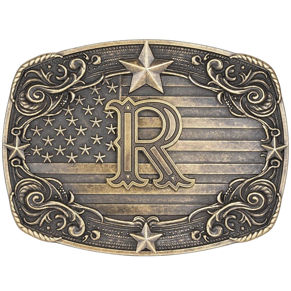7385 Western Belt Buckle Vintage Initial Letter R Cowboy Belt Buckle Texas